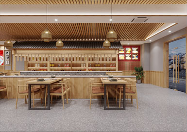 150平米中式快餐店装修设计案例效果图